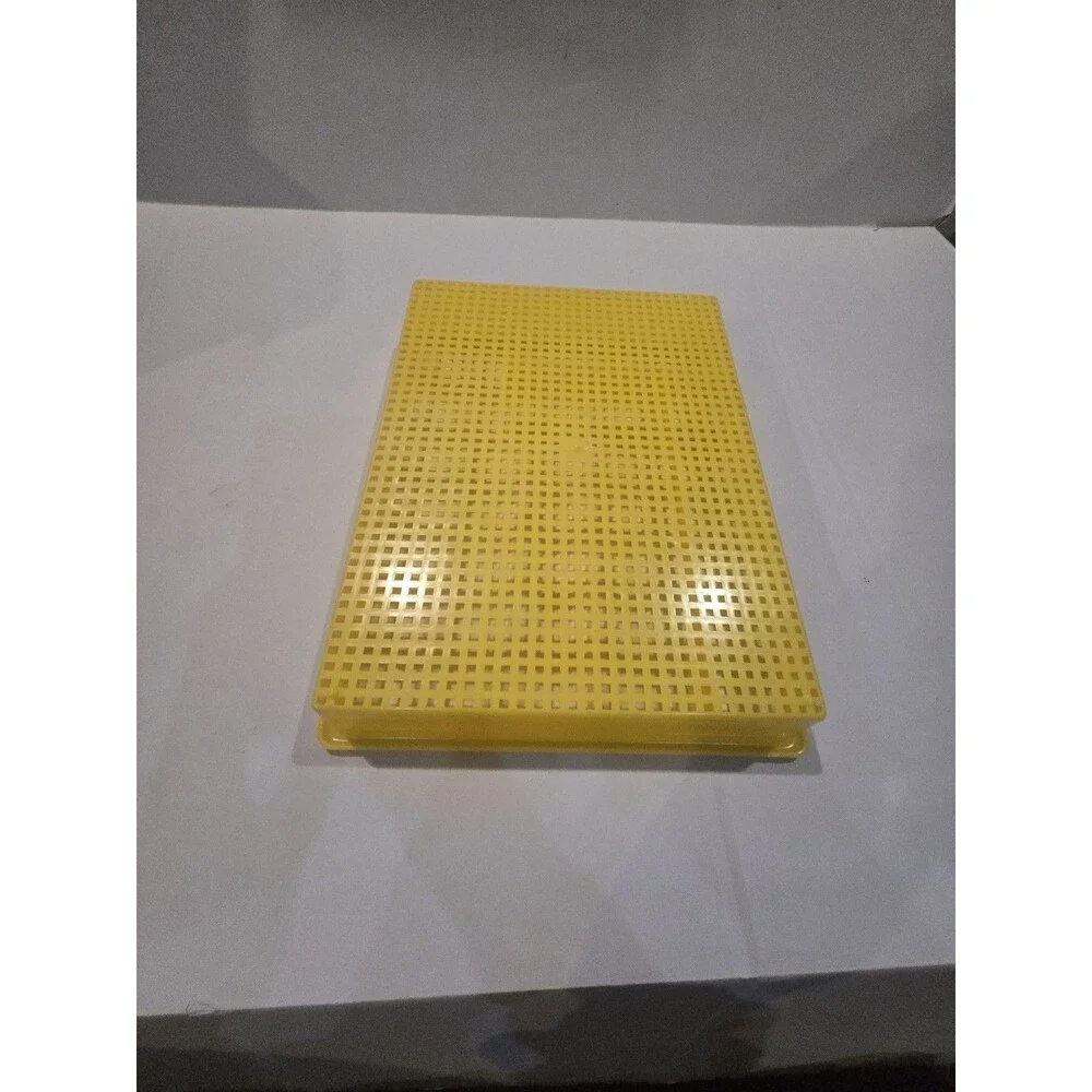 Vintage Mustard Yellow Plastic Celluloid Weave Silverware Drawer Organizer 14x11